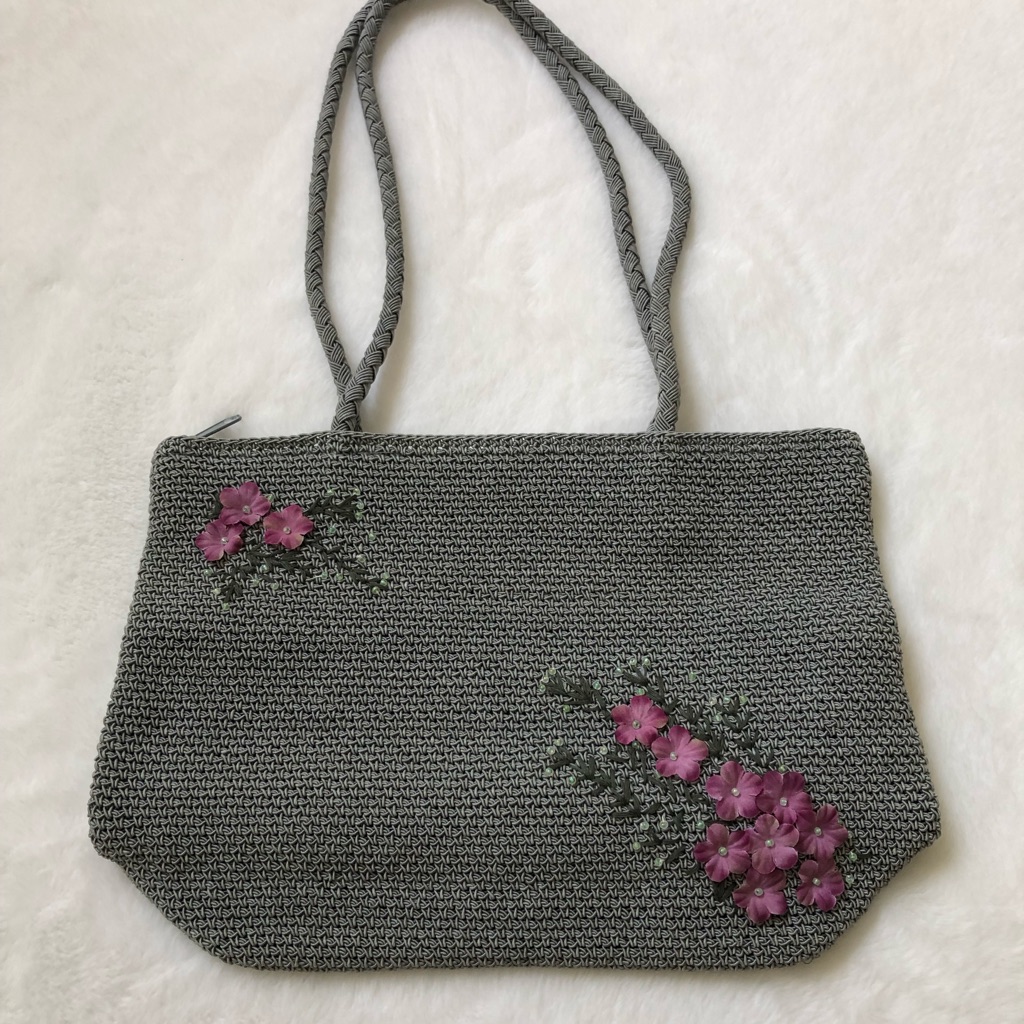 Gray Macrame Handbag